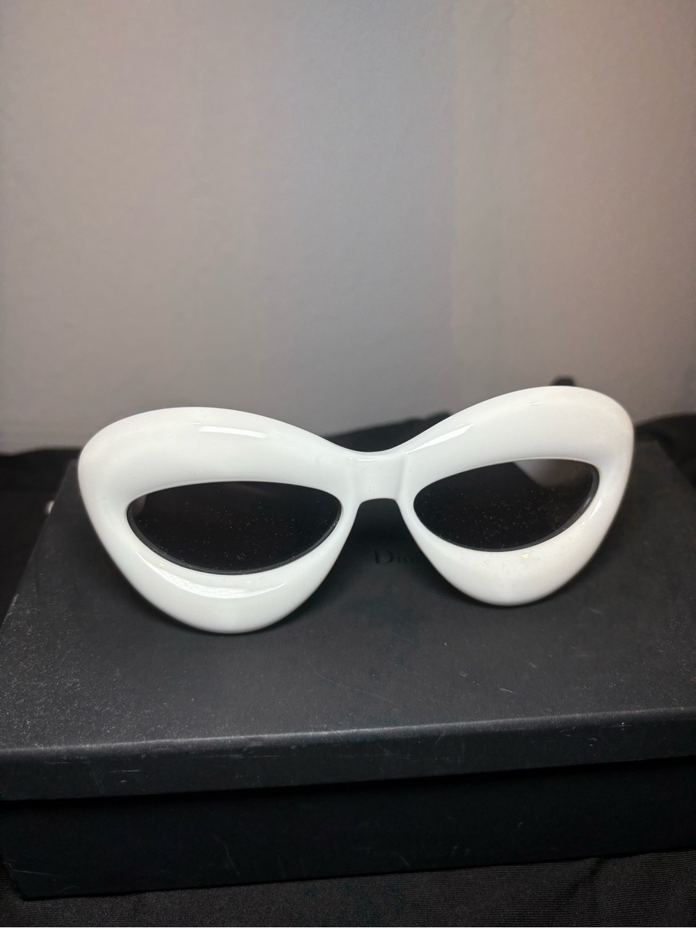 Urban Outfitters White Cat-Eye Sunglasses with Black Lenses